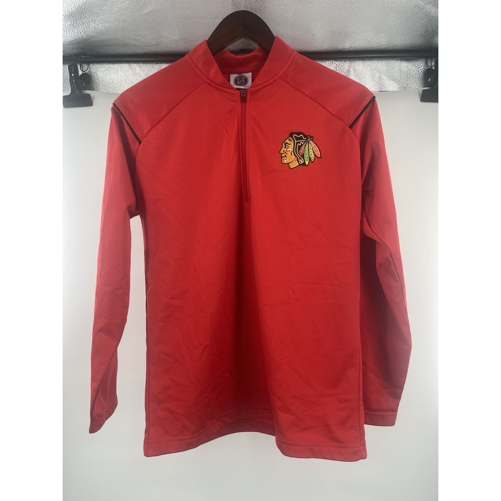 NHL Chicago Blackhawks Red Quarter-Zip Performance Pullover - Size Small